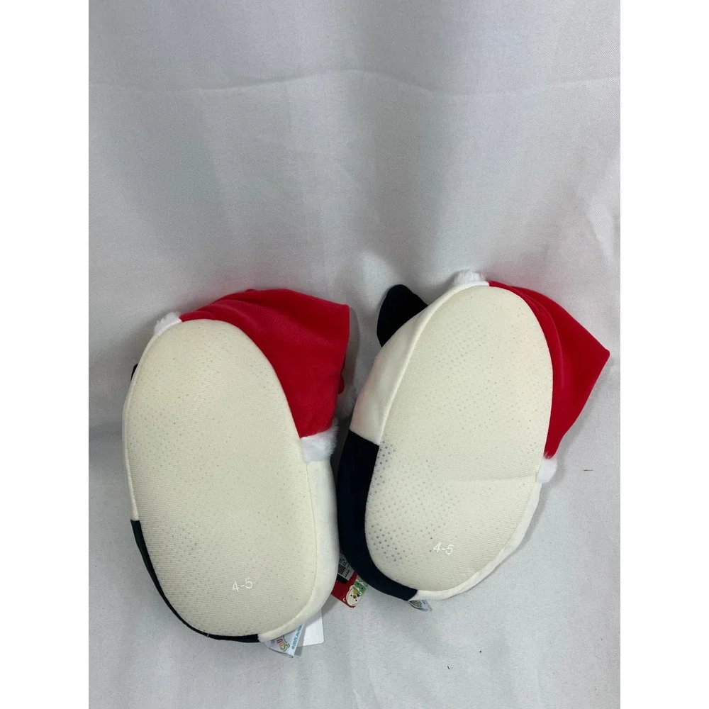 Squishmallows Santa Hat Cat Slippers Kids Size 4/5 Christmas Cam Off-White New